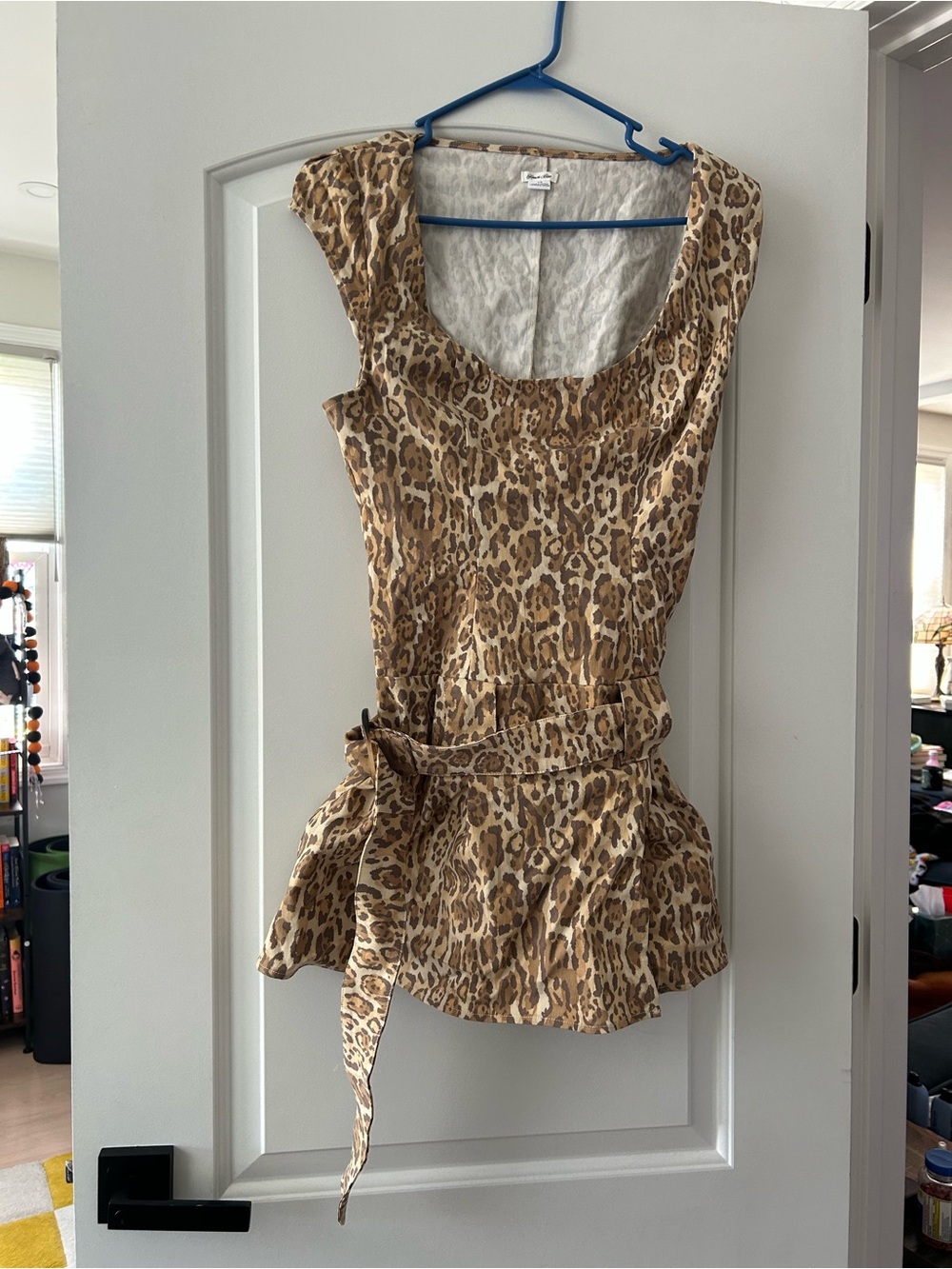 Kimchi Blue Leopard Print Sleeveless Peplum Top - Tan, Brown